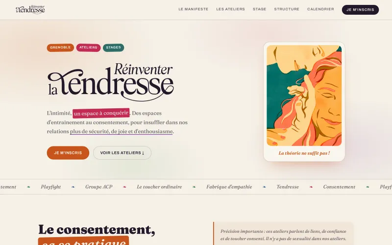 Page d'accueil de Réinventer la Tendresse